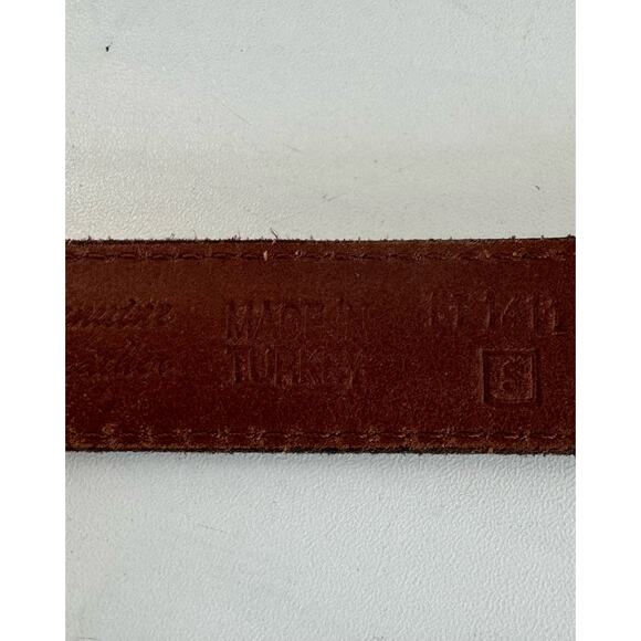 Vintage Y2K 90s Fossil Leather Patchwork Belt Brass Buckle Size Small - Picture 7 of 7